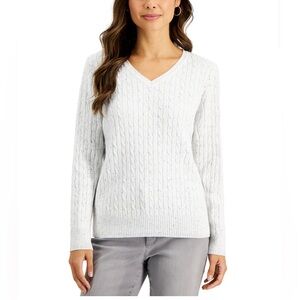 NWOT✨ Karen Scott Cable-Knit V-Neck Sweater, Created for Macy's. Size medium.